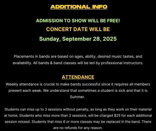 STUDENT ROCK BANDS